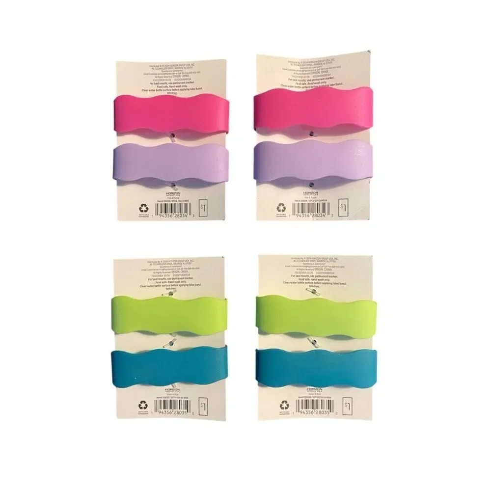 Silicone Label Bands – Set of 4 – Pink, Lavender, Lime & Teal – NWT